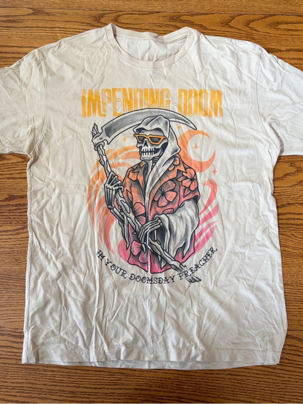 Impending Doom Graphic Tee - White tropical summer band